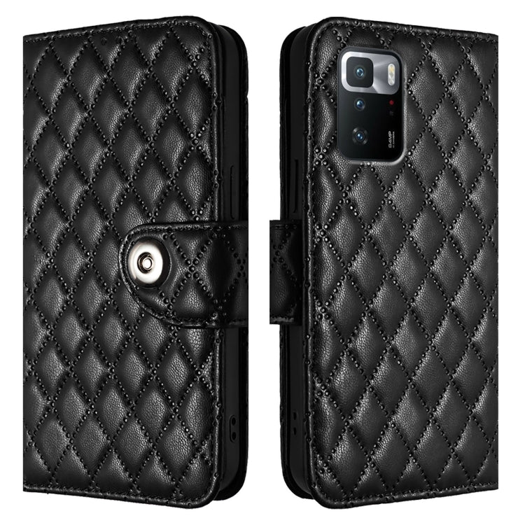 For Xiaomi Poco X3 GT Rhombic Texture Flip Leather Phone Case with Lanyard