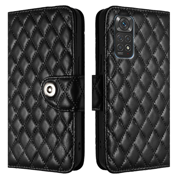For Xiaomi Poco M4 Pro 5G Rhombic Texture Flip Leather Phone Case with Lanyard
