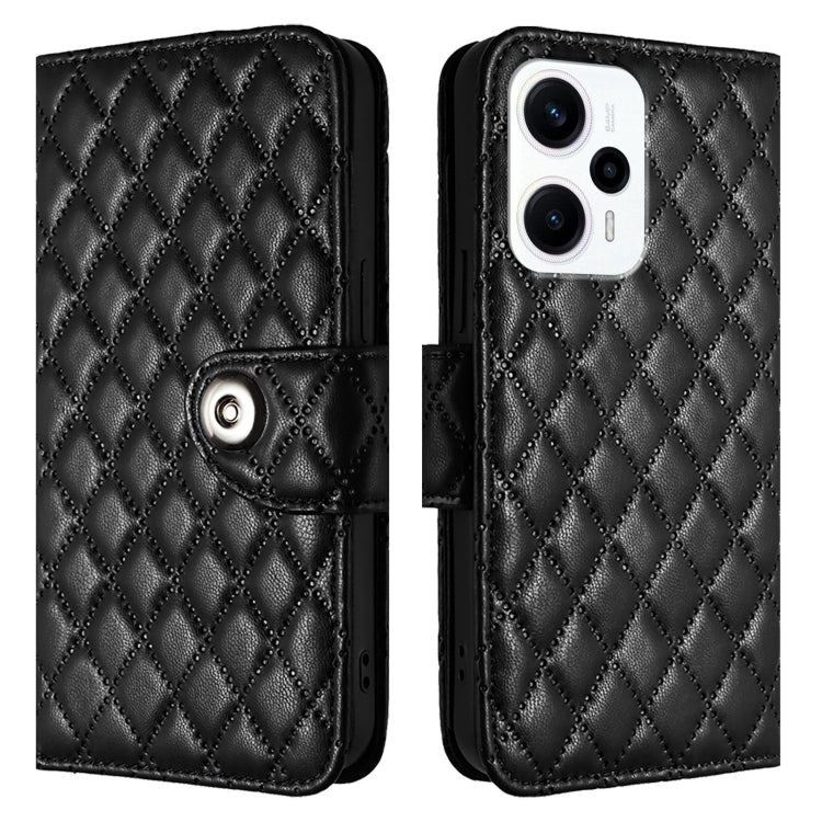 For Xiaomi Poco X4 GT Rhombic Texture Flip Leather Phone Case with Lanyard