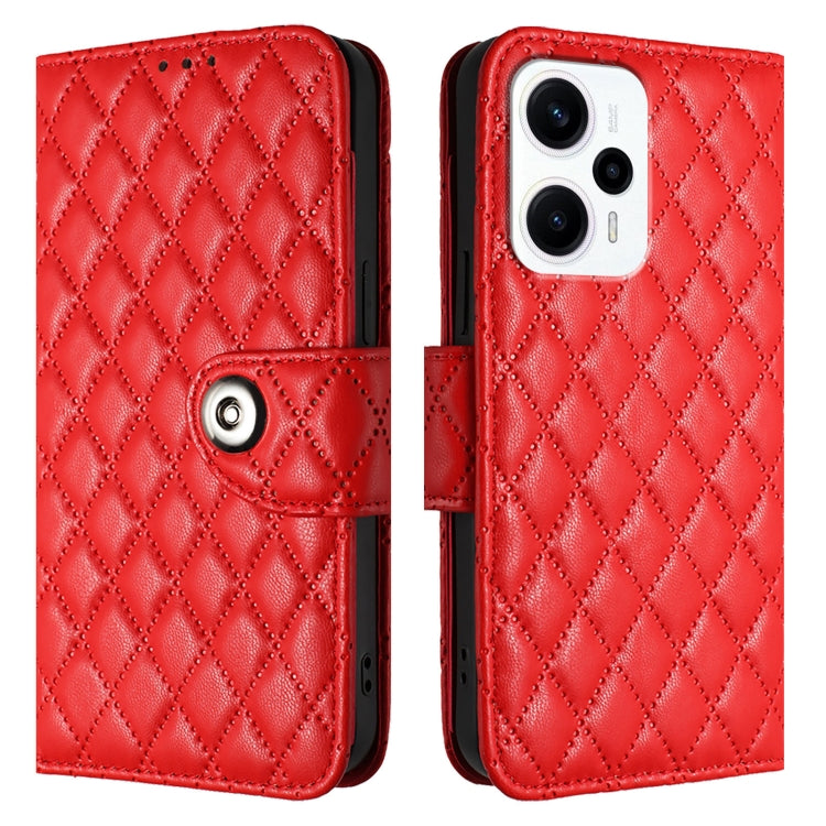 For Xiaomi Poco X4 GT Rhombic Texture Flip Leather Phone Case with Lanyard