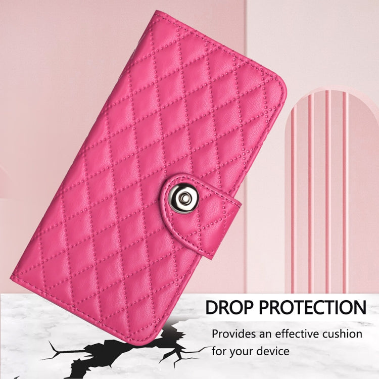 For Xiaomi 14T Rhombic Texture Flip Leather Phone Case with Lanyard