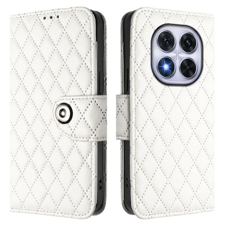 For Xiaomi Poco X7 5G Rhombic Texture Flip Leather Phone Case with Lanyard