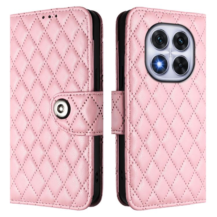 For Xiaomi Poco X7 5G Rhombic Texture Flip Leather Phone Case with Lanyard