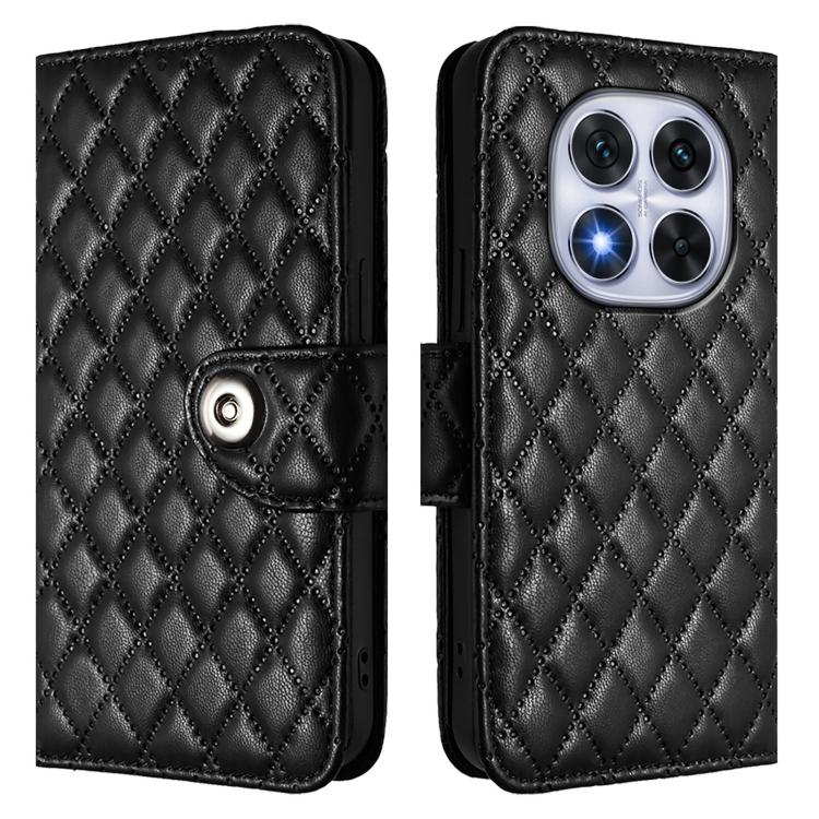 For Xiaomi Poco X7 5G Rhombic Texture Flip Leather Phone Case with Lanyard