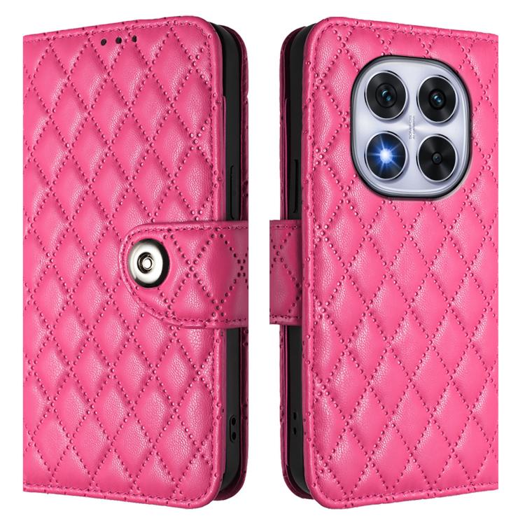 For Xiaomi Poco X7 5G Rhombic Texture Flip Leather Phone Case with Lanyard