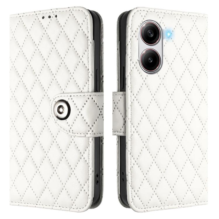 For Xiaomi Poco X7 Pro 5G Rhombic Texture Flip Leather Phone Case with Lanyard