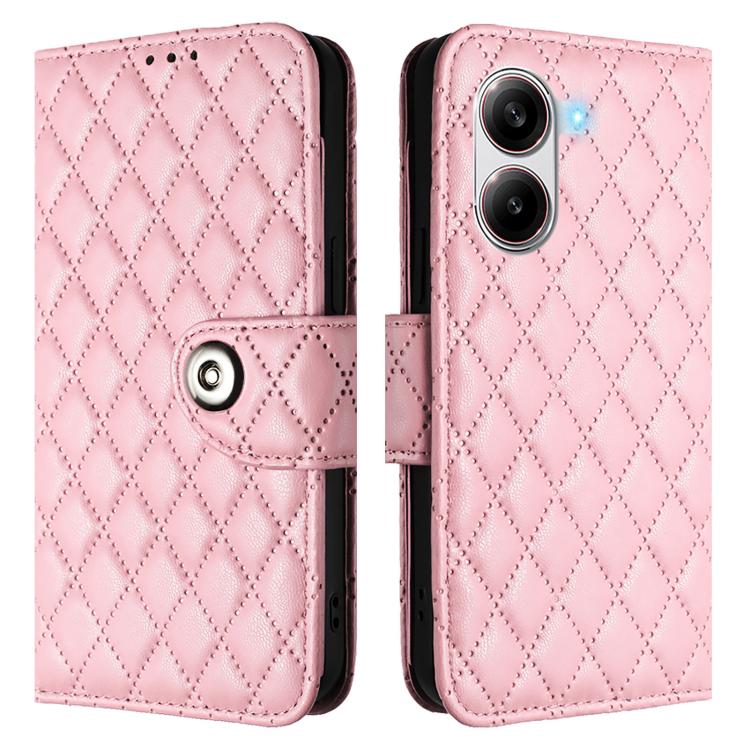 For Xiaomi Poco X7 Pro 5G Rhombic Texture Flip Leather Phone Case with Lanyard