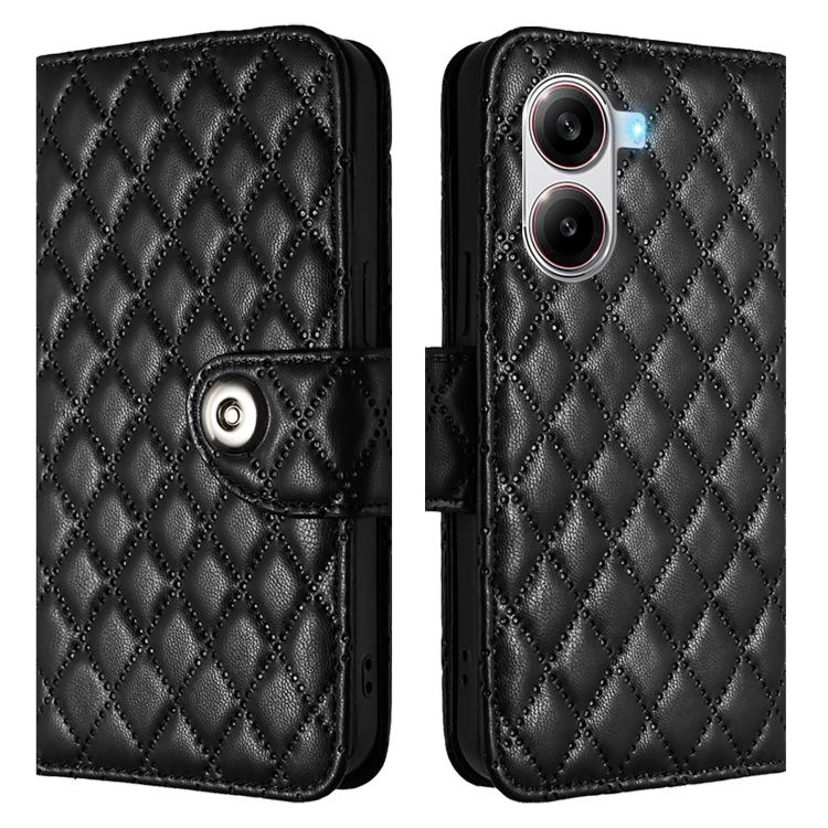 For Xiaomi Poco X7 Pro 5G Rhombic Texture Flip Leather Phone Case with Lanyard