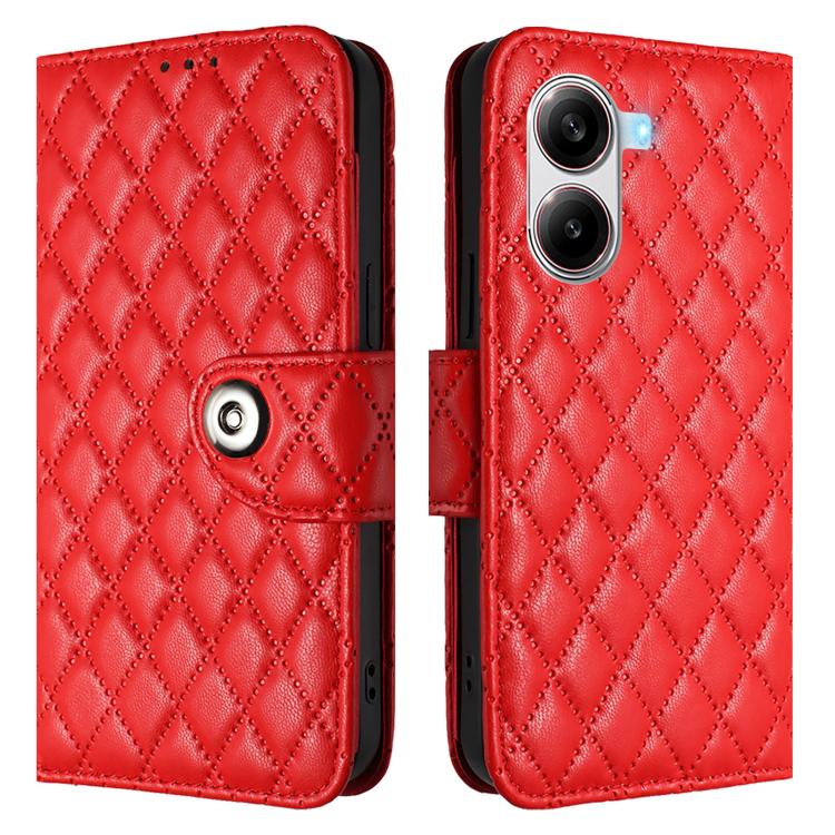 For Xiaomi Poco X7 Pro 5G Rhombic Texture Flip Leather Phone Case with Lanyard