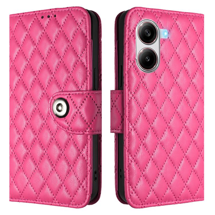 For Xiaomi Poco X7 Pro 5G Rhombic Texture Flip Leather Phone Case with Lanyard