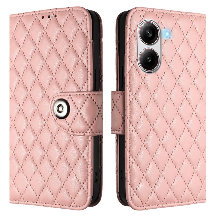 For Xiaomi Poco X7 Pro 5G Rhombic Texture Flip Leather Phone Case with Lanyard
