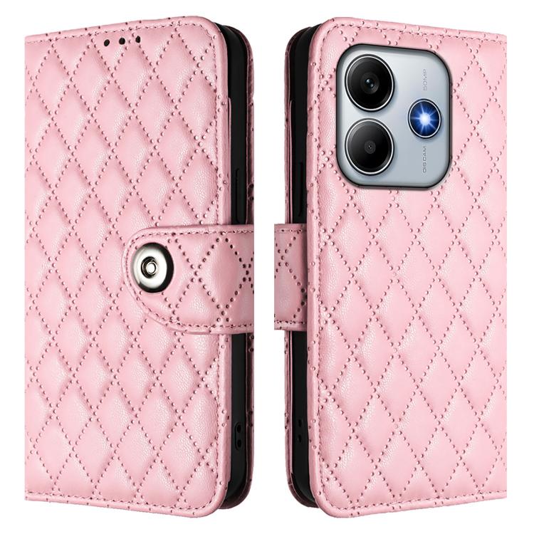 For Xiaomi Poco M7 Pro 5G Global Rhombic Texture Flip Leather Phone Case with Lanyard