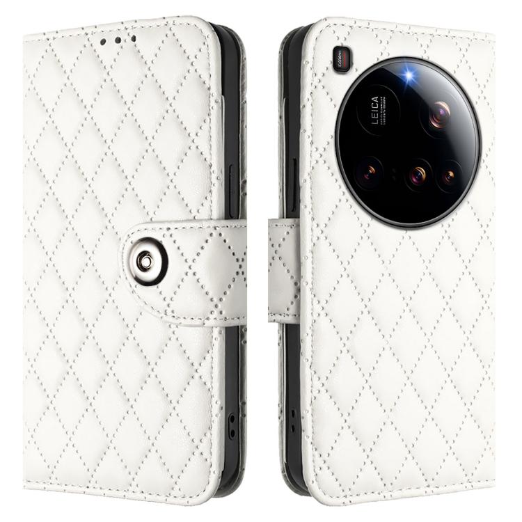 For Xiaomi 15 Ultra Rhombic Texture Flip Leather Phone Case with Lanyard