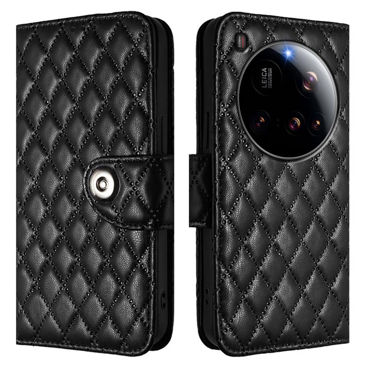 For Xiaomi 15 Ultra Rhombic Texture Flip Leather Phone Case with Lanyard