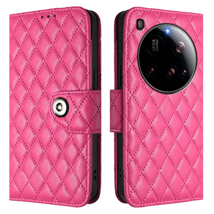 For Xiaomi 15 Ultra Rhombic Texture Flip Leather Phone Case with Lanyard