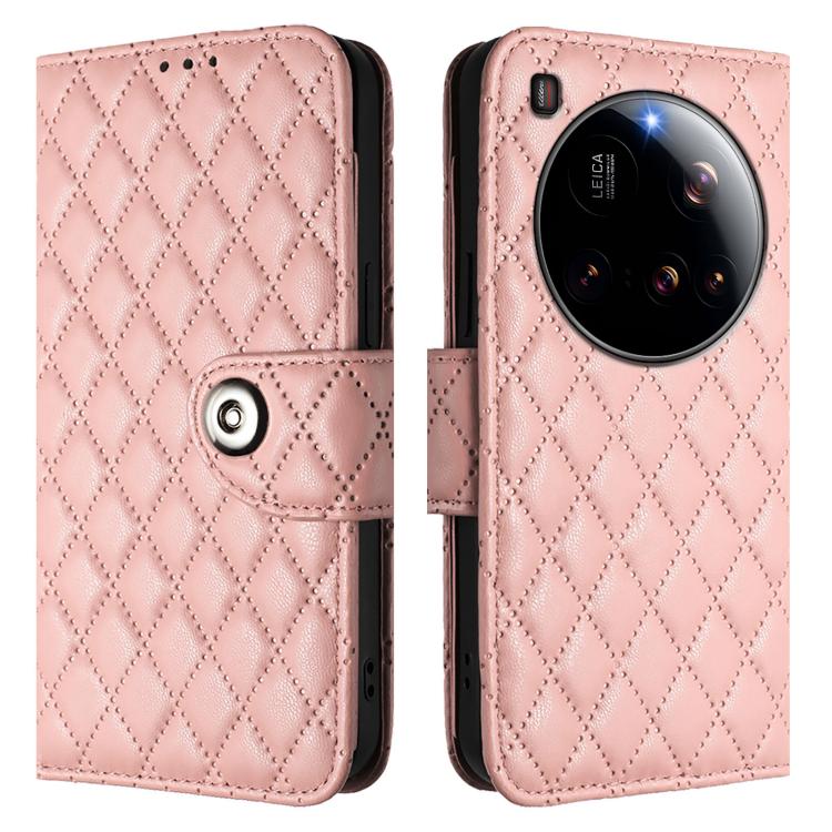 For Xiaomi 15 Ultra Rhombic Texture Flip Leather Phone Case with Lanyard