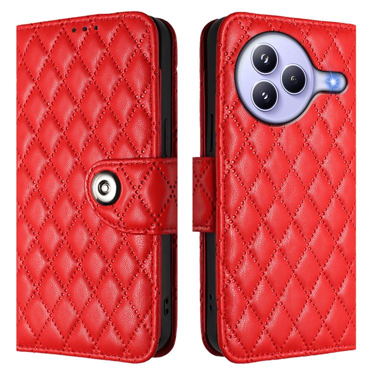 For Xiaomi Civi 5 Pro 5G Rhombic Texture Flip Leather Phone Case with Lanyard