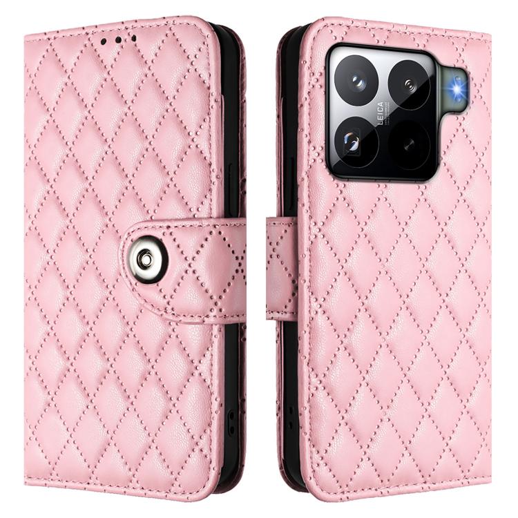 For Xiaomi 15S Pro 5G Rhombic Texture Flip Leather Phone Case with Lanyard