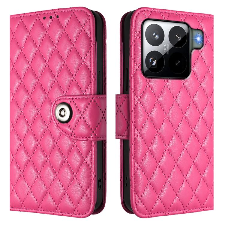 For Xiaomi 15S Pro 5G Rhombic Texture Flip Leather Phone Case with Lanyard