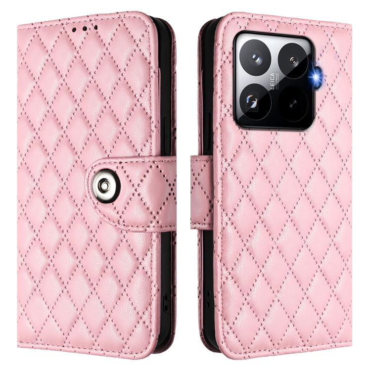 For Xiaomi 15T Pro 5G Rhombic Texture Flip Leather Phone Case with Lanyard