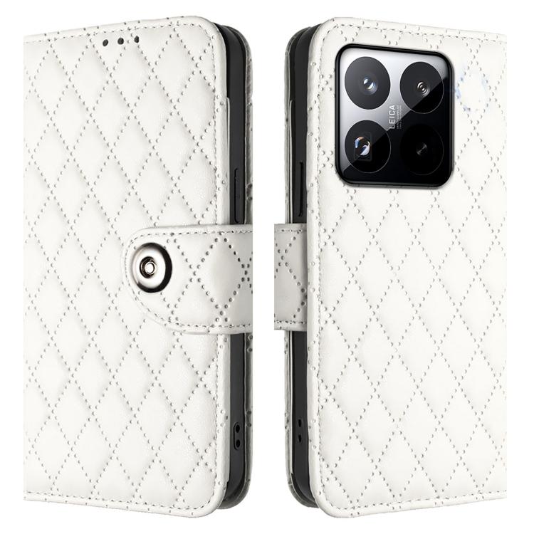 For Xiaomi 15T 5G Rhombic Texture Flip Leather Phone Case with Lanyard