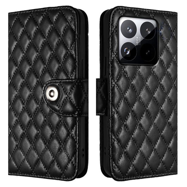 For Xiaomi 15T 5G Rhombic Texture Flip Leather Phone Case with Lanyard