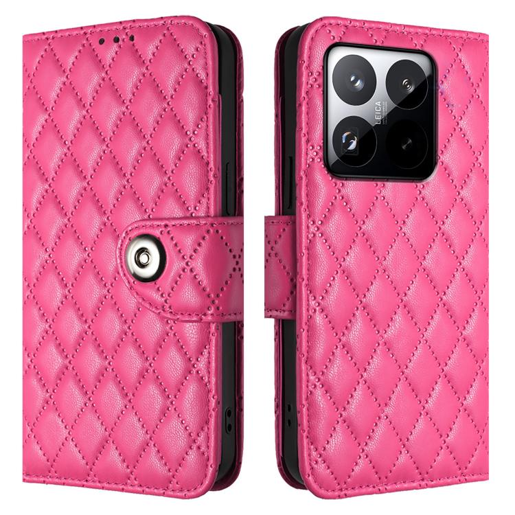 For Xiaomi 15T 5G Rhombic Texture Flip Leather Phone Case with Lanyard