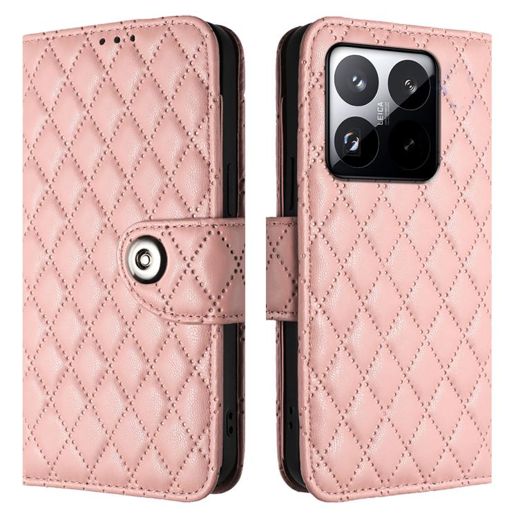 For Xiaomi 15T 5G Rhombic Texture Flip Leather Phone Case with Lanyard