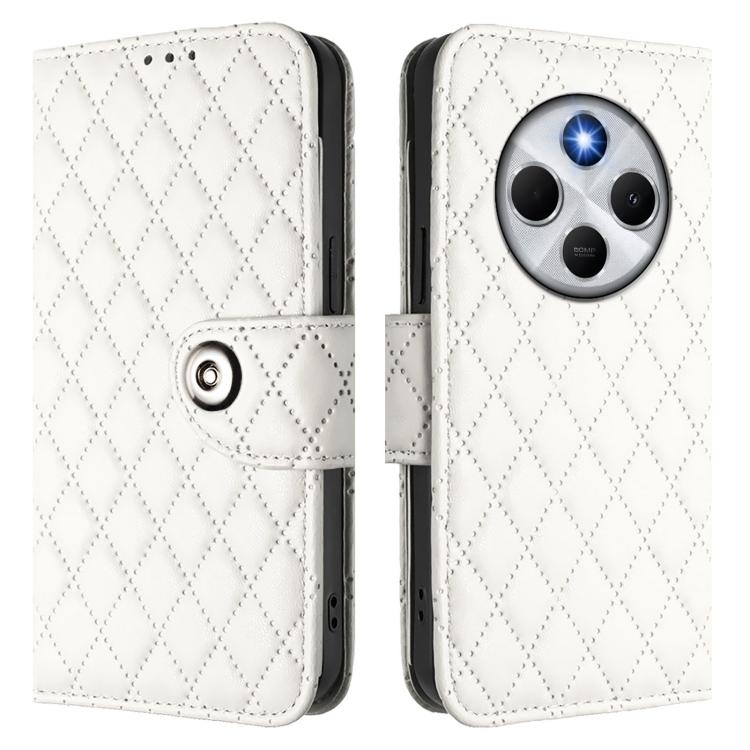 For Xiaomi Poco M7 5G / C75 4G Rhombic Texture Flip Leather Phone Case with Lanyard