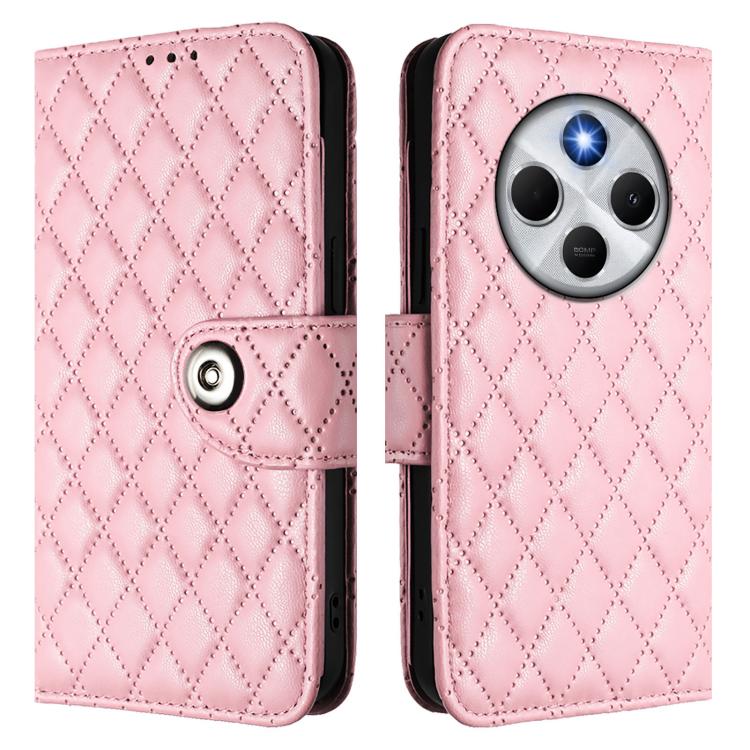 For Xiaomi Poco M7 5G / C75 4G Rhombic Texture Flip Leather Phone Case with Lanyard