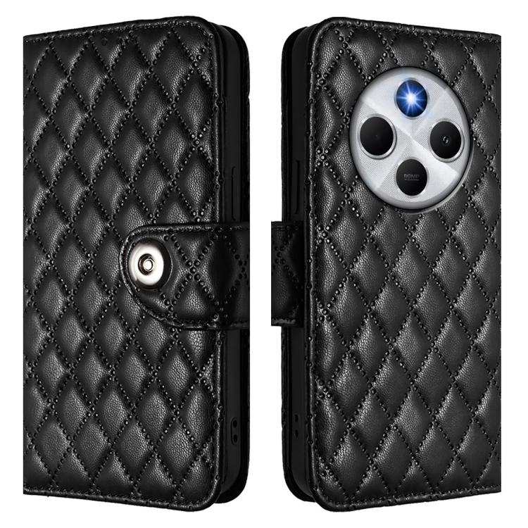 For Xiaomi Poco M7 5G / C75 4G Rhombic Texture Flip Leather Phone Case with Lanyard