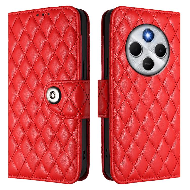 For Xiaomi Poco M7 5G / C75 4G Rhombic Texture Flip Leather Phone Case with Lanyard