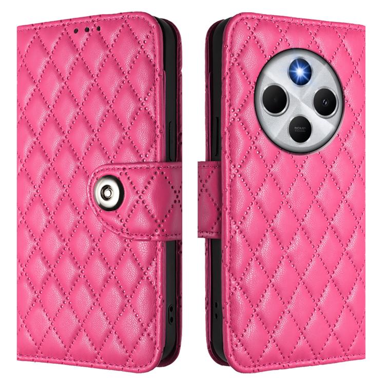 For Xiaomi Poco M7 5G / C75 4G Rhombic Texture Flip Leather Phone Case with Lanyard