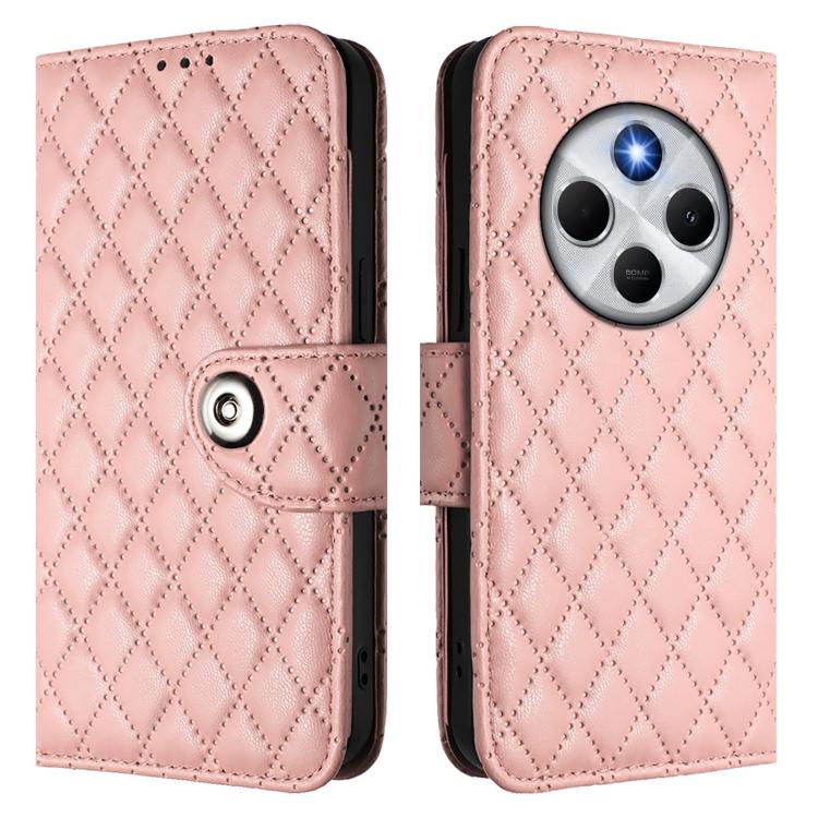 For Xiaomi Poco M7 5G / C75 4G Rhombic Texture Flip Leather Phone Case with Lanyard