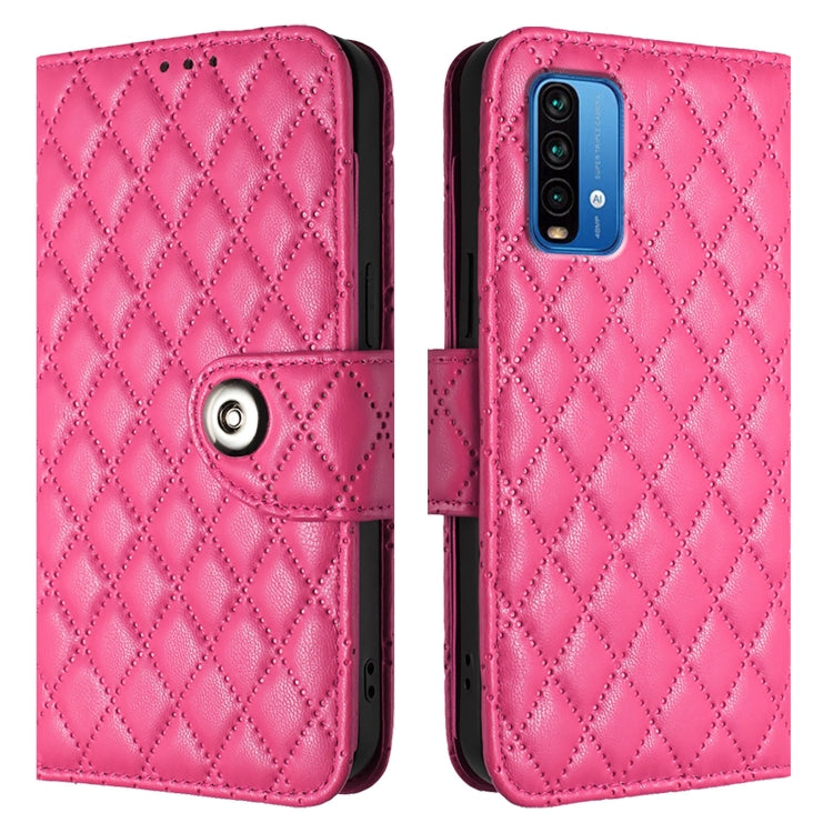 For Redmi 9 Power / 9T Global Rhombic Texture Flip Leather Phone Case with Lanyard