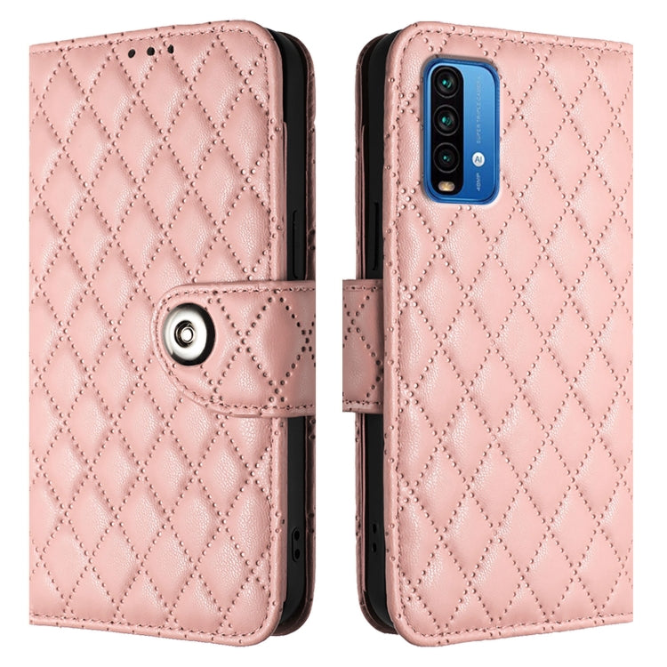 For Redmi 9 Power / 9T Global Rhombic Texture Flip Leather Phone Case with Lanyard