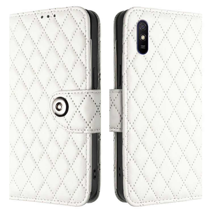 For Redmi 9A / 9i / 9AT Rhombic Texture Flip Leather Phone Case with Lanyard
