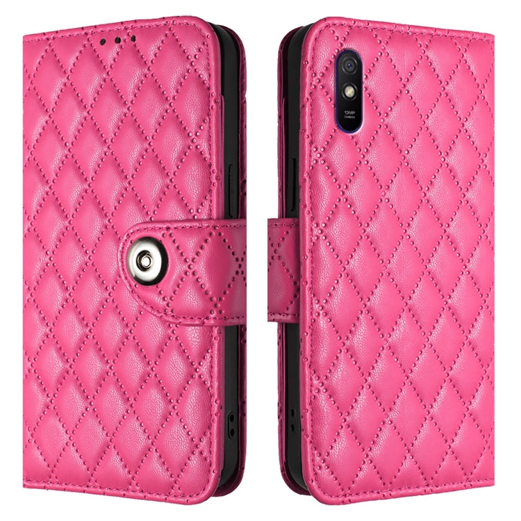 For Redmi 9A / 9i / 9AT Rhombic Texture Flip Leather Phone Case with Lanyard