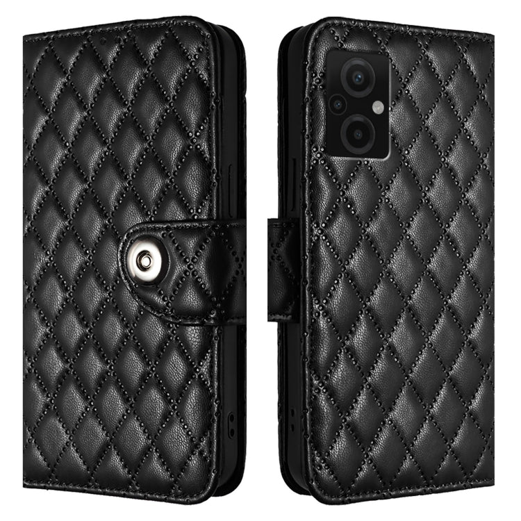 For Redmi Note 11R / Note 11E Rhombic Texture Flip Leather Phone Case with Lanyard