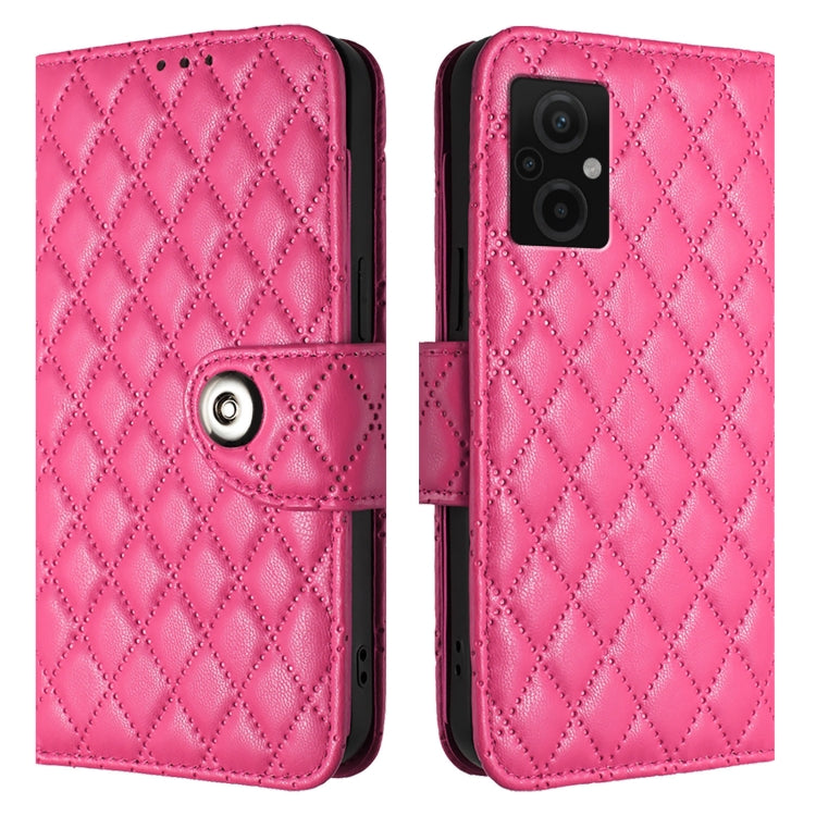 For Redmi Note 11R / Note 11E Rhombic Texture Flip Leather Phone Case with Lanyard