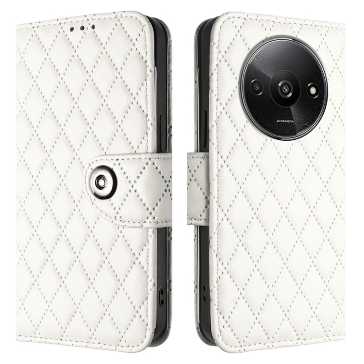 For Redmi A3 Rhombic Texture Flip Leather Phone Case with Lanyard