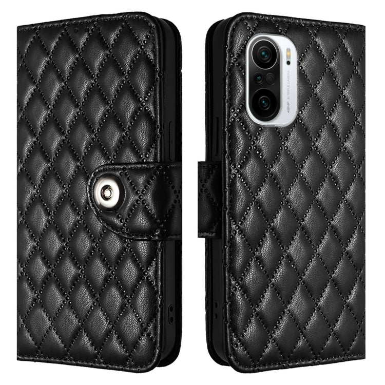 For Redmi K40 / K40 Pro Rhombic Texture Flip Leather Phone Case with Lanyard