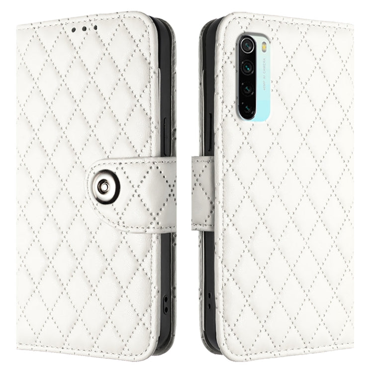 For Redmi Note 8 Pro Rhombic Texture Flip Leather Phone Case with Lanyard