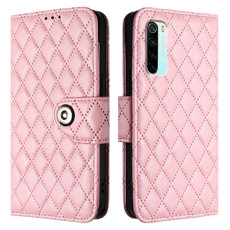 For Redmi Note 8 Pro Rhombic Texture Flip Leather Phone Case with Lanyard