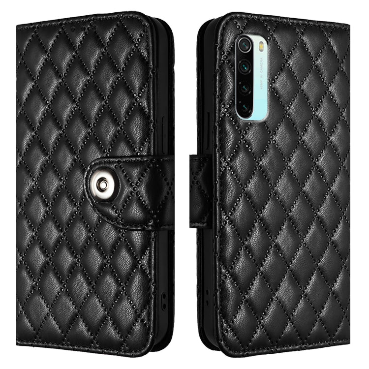 For Redmi Note 8 Pro Rhombic Texture Flip Leather Phone Case with Lanyard