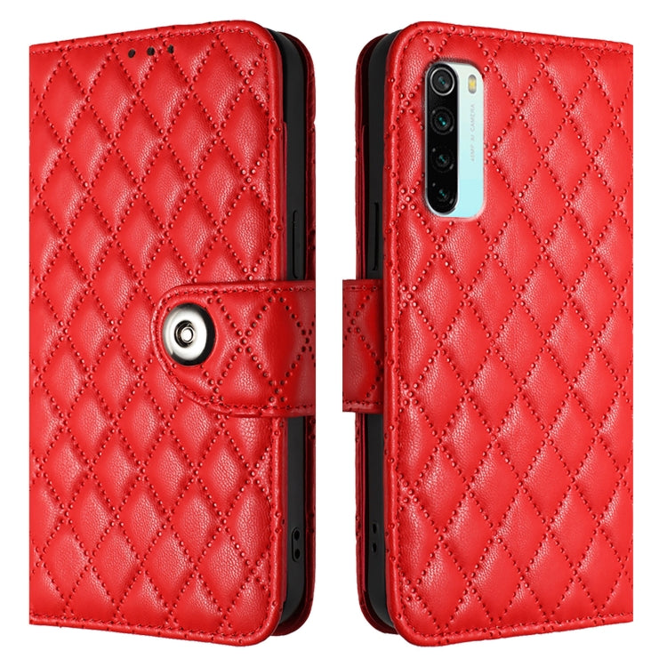 For Redmi Note 8 Pro Rhombic Texture Flip Leather Phone Case with Lanyard