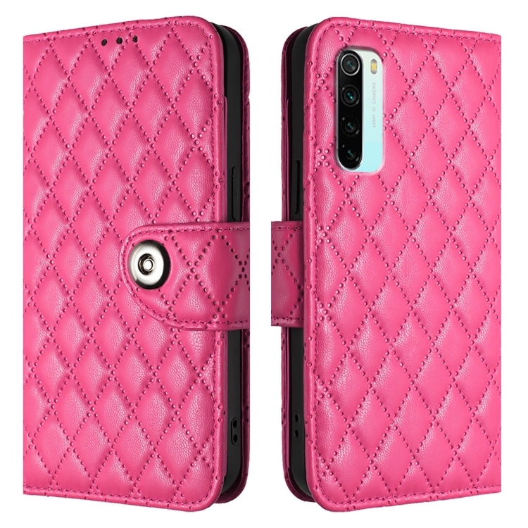 For Redmi Note 8 Pro Rhombic Texture Flip Leather Phone Case with Lanyard