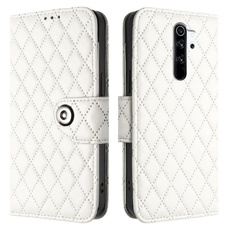 For Redmi Note 8 Rhombic Texture Flip Leather Phone Case with Lanyard