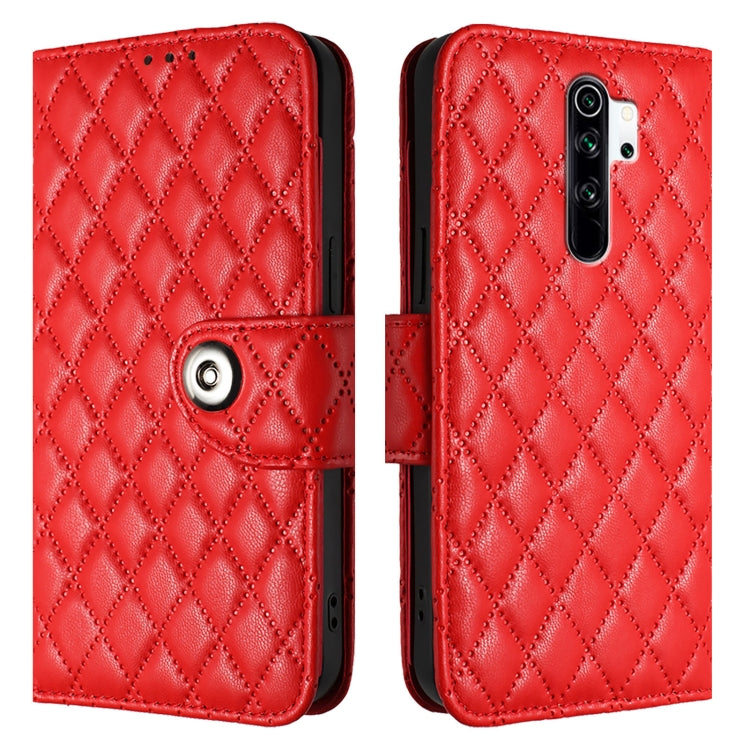 For Redmi Note 8 Rhombic Texture Flip Leather Phone Case with Lanyard