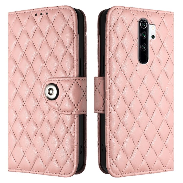For Redmi Note 8 Rhombic Texture Flip Leather Phone Case with Lanyard